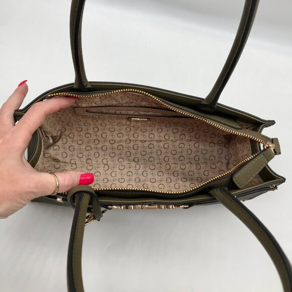 Guess Olive Green Faux Leather Satchel Bag - Picture 10 of 10